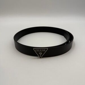 Guess Mens Size Small Belt Black New Triangle Logo Plaque